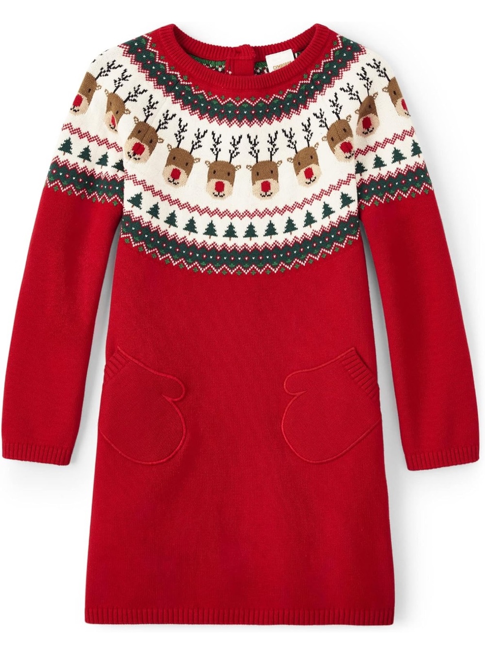 EUC Gymboree Red and Green Fair Isle Reindeer Sweater dress, size 6.
